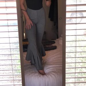 Nasty gal flare leg high waisted checkered pants